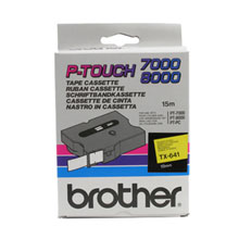Brother TX641 Black on Yellow 18mm Gloss Laminated Labelling Tape 15m for P-Touch